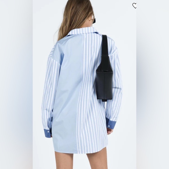 Princess Polly Rouni Shirt Dress White/Blue | New without Tags - Picture 6 of 13